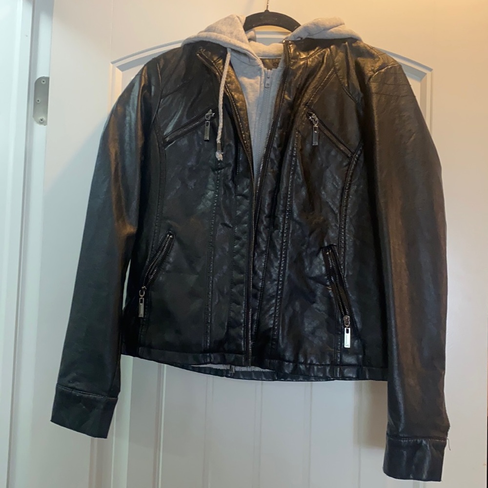 EUC Faux Leather Bomber Jacket